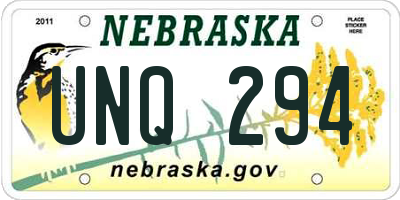 NE license plate UNQ294
