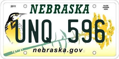 NE license plate UNQ596