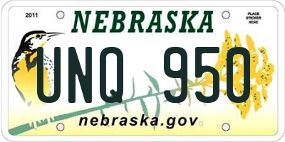 NE license plate UNQ950