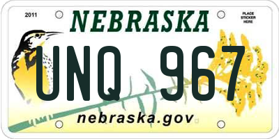 NE license plate UNQ967