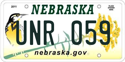 NE license plate UNR059