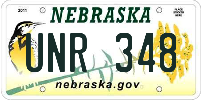 NE license plate UNR348