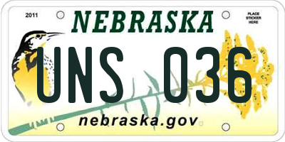 NE license plate UNS036
