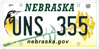 NE license plate UNS355
