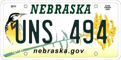 NE license plate UNS494