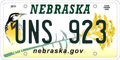 NE license plate UNS923