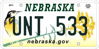 NE license plate UNT533