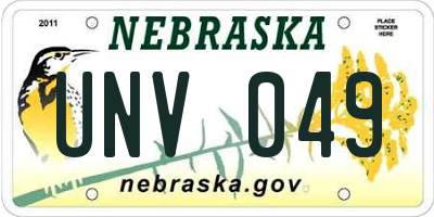 NE license plate UNV049