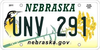 NE license plate UNV291