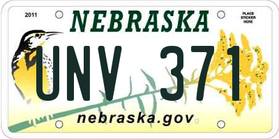 NE license plate UNV371