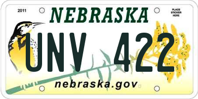 NE license plate UNV422