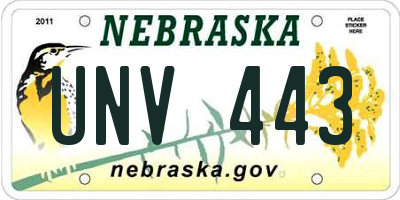 NE license plate UNV443