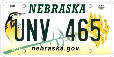 NE license plate UNV465