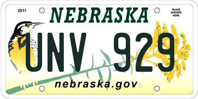 NE license plate UNV929
