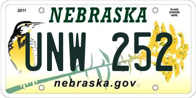 NE license plate UNW252