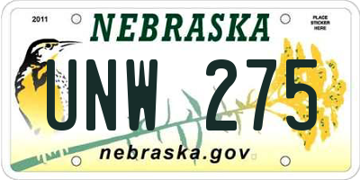 NE license plate UNW275