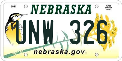 NE license plate UNW326