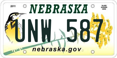 NE license plate UNW587