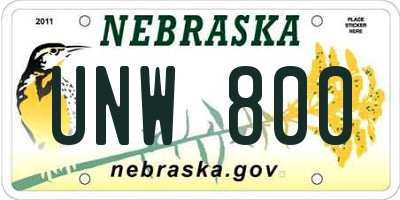 NE license plate UNW800