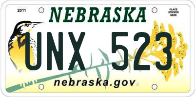 NE license plate UNX523