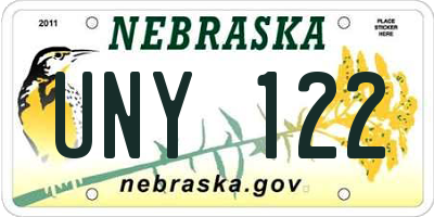NE license plate UNY122