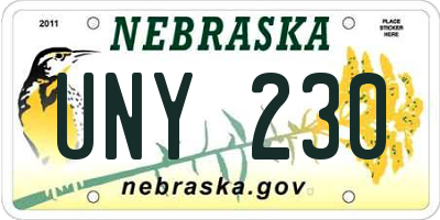 NE license plate UNY230