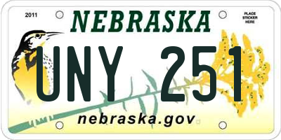 NE license plate UNY251