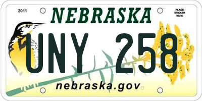 NE license plate UNY258