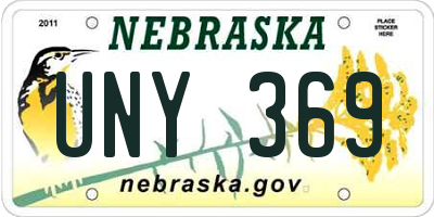 NE license plate UNY369