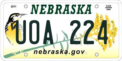 NE license plate UOA224