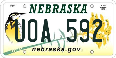 NE license plate UOA592