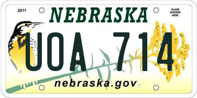 NE license plate UOA714