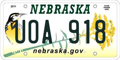NE license plate UOA918