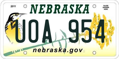 NE license plate UOA954