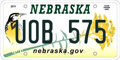 NE license plate UOB575