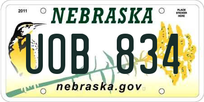 NE license plate UOB834