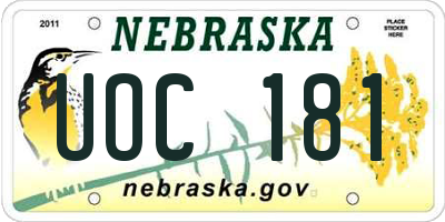 NE license plate UOC181