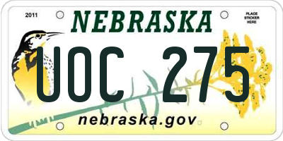 NE license plate UOC275