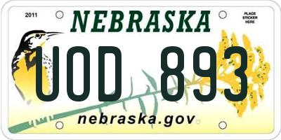 NE license plate UOD893