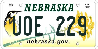 NE license plate UOE229