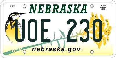 NE license plate UOE230