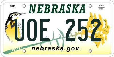 NE license plate UOE252