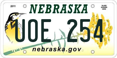 NE license plate UOE254