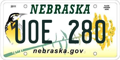 NE license plate UOE280