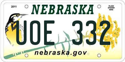 NE license plate UOE332