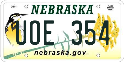 NE license plate UOE354