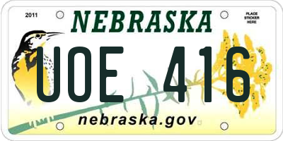 NE license plate UOE416