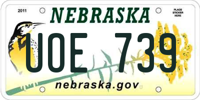 NE license plate UOE739