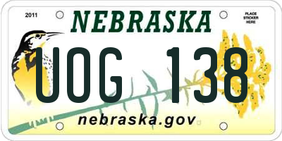 NE license plate UOG138