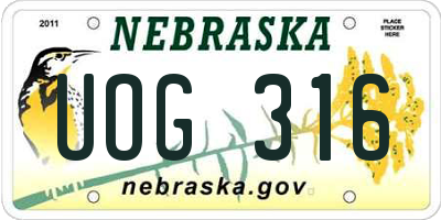 NE license plate UOG316